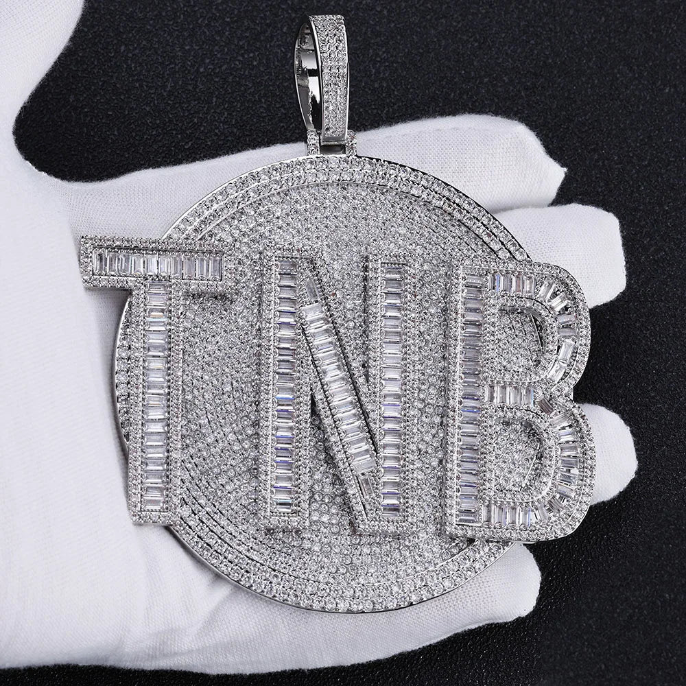 HHIOK Hip Hop Jewelry Custom Big Charm Pendant Iced Out CZ Stone White Gold Custom Diamond Pendant for Men Women - DripVault