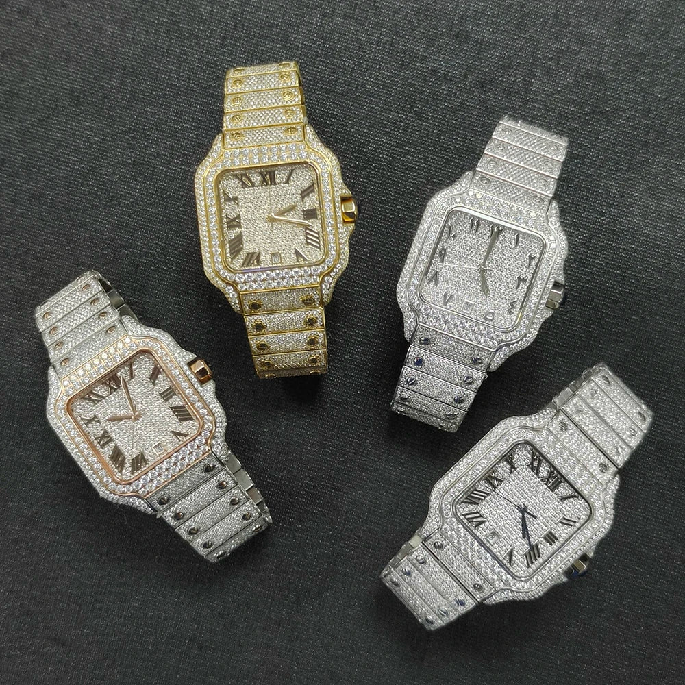 40mm Full Iced Out Carti Moissanite Diamond Watch Automatic Mechanical Wristwatch Bling Bling Hip Hop Luxury Jewelry Watches - DripVault