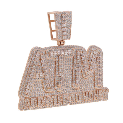 Iced Out Bling 5A CZ Letters ATM Addicted To Money Pendant Necklace 2 Colors Cubicz Zircon Men's HipHop 5mm Tennis Chain Jewelry - DripVault