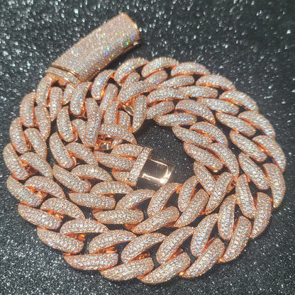 Fashion Miami Cuban Chain Iced Out 20MM Moon Necklace Full Pave Diamonds Long Buckle Bracelet Hip Hop Jewelry Necklace - DripVault