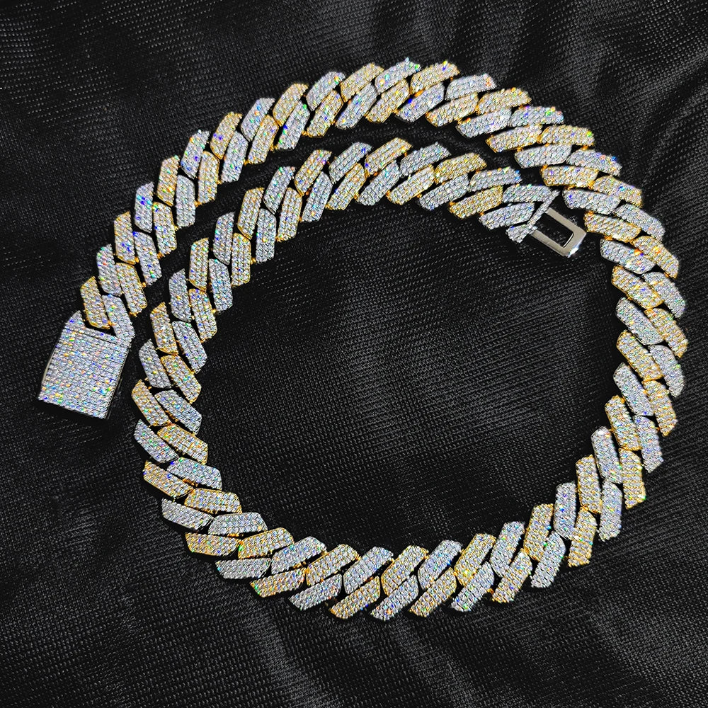 Hip Hop Jewelry 20mm Thick Cuban Link Chain Crystal Miami Gold Silver Two Color Iced Out CZ Cuban Chain Necklace - DripVault