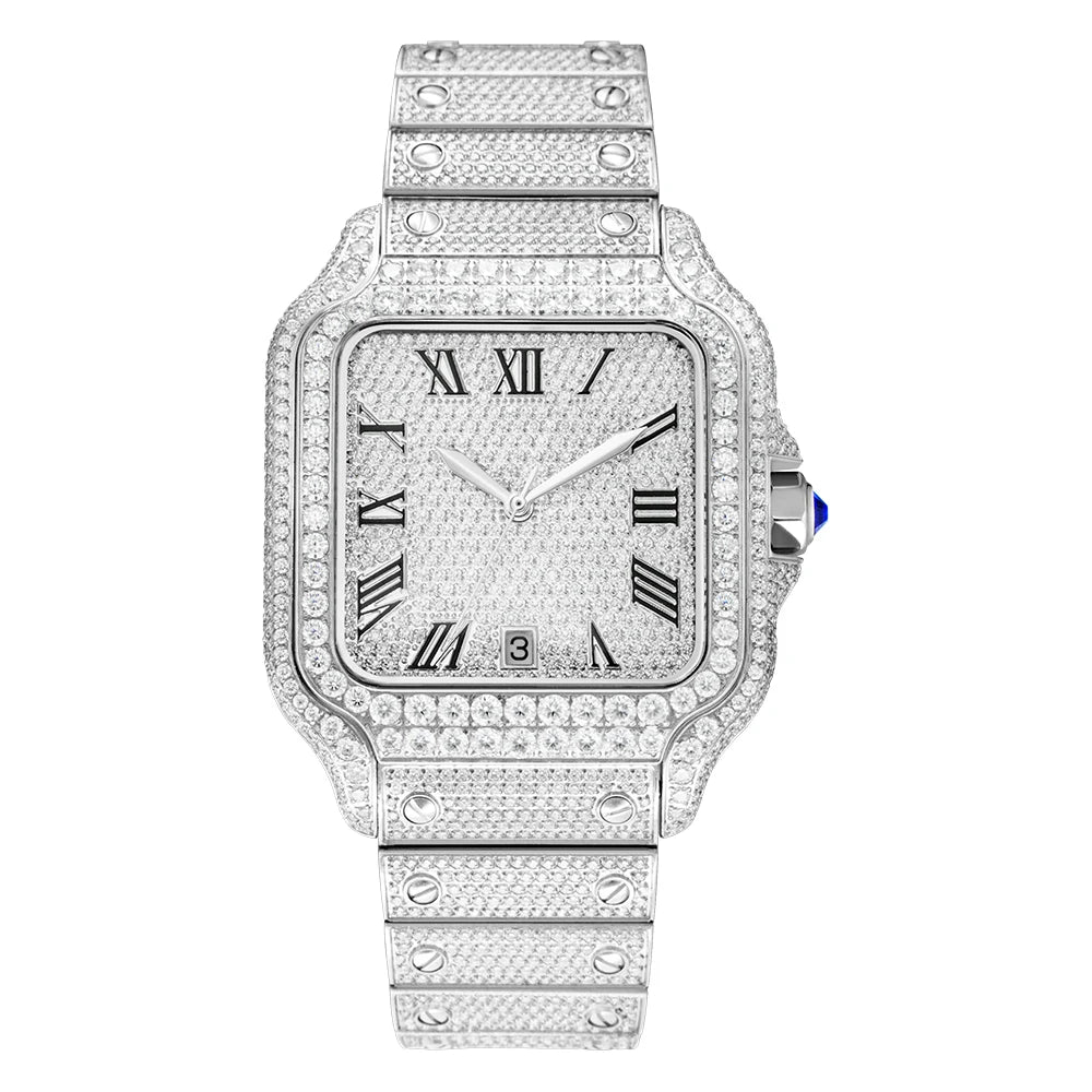 40mm Full Iced Out Carti Moissanite Diamond Watch Automatic Mechanical Wristwatch Bling Bling Hip Hop Luxury Jewelry Watches - DripVault
