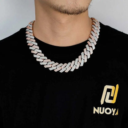 Hip Hop Jewelry 20mm Thick Cuban Link Chain Crystal Miami Gold Silver Two Color Iced Out CZ Cuban Chain Necklace - DripVault