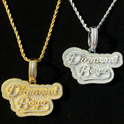 Iced Out Diamond Boyz AAAAA+ Necklace Pendant for Men Real Gold Plated Cubic Zirconia Hip Hop Jewelry - DripVault
