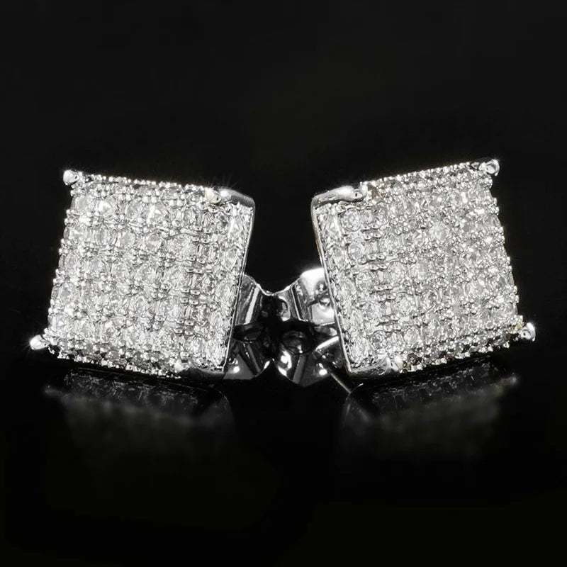 Minimalist Square Stud Earrings for Women/Men Micro Paved CZ Stone Fashion Versatile Couple Earrings - DripVault
