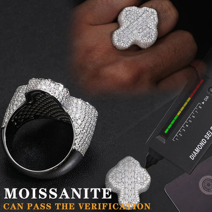 S925 Silver Rings Iced Out Baguette VVS1 Moissanite Cross Rings S925 Silver For Men Hip Hop Jewelry Men's Accessorie - DripVault