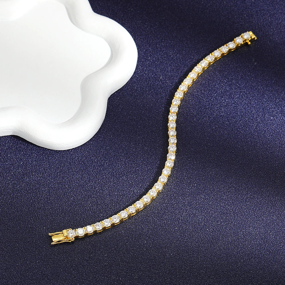 2/2.5/3/4/5/6.5mm Real Moissanite Tennis Bracelet S925 Plated 18K Rose Gold Diamond Link Bracelet Pass Diamond Tester - DripVault