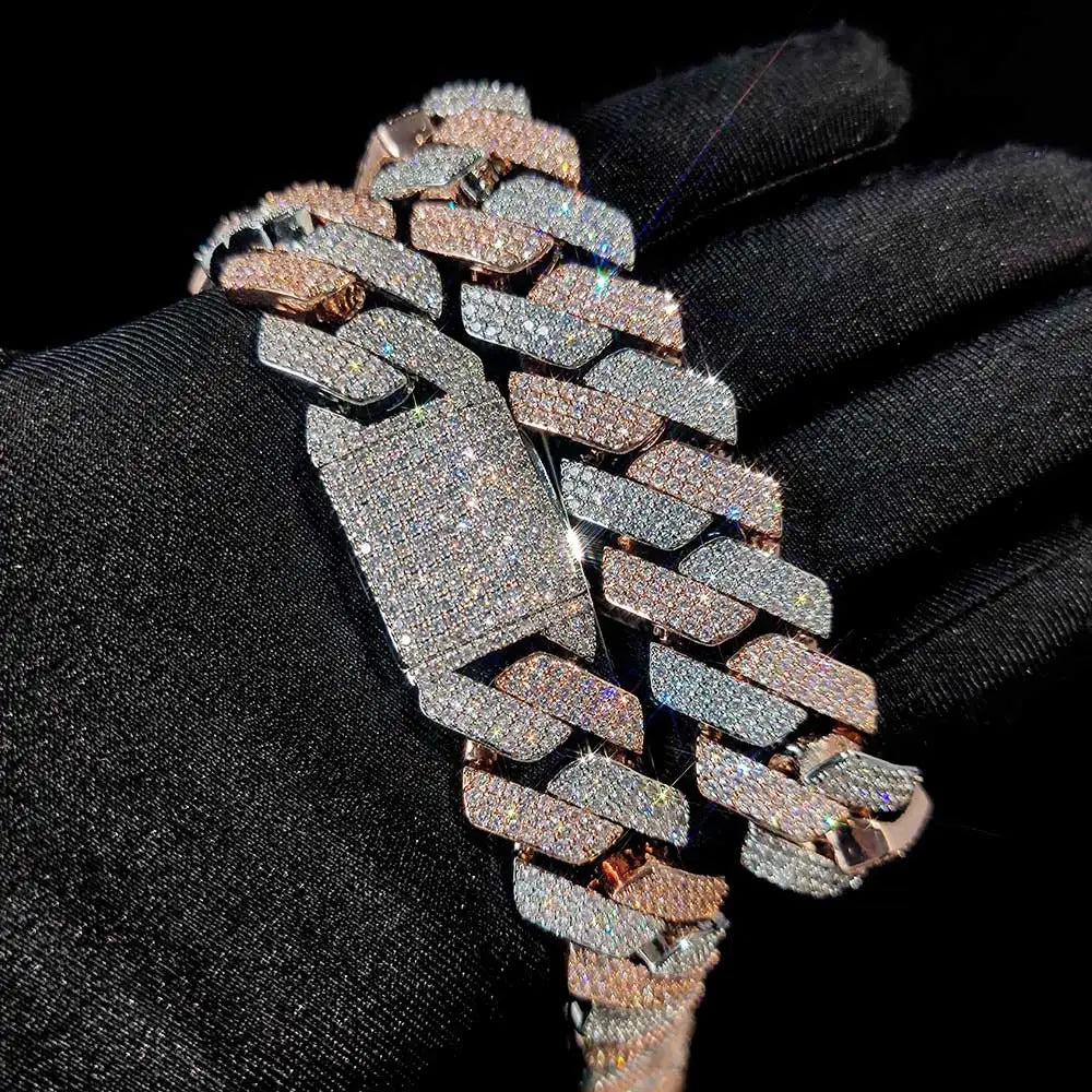 Hip Hop Jewelry 20mm Thick Cuban Link Chain Crystal Miami Gold Silver Two Color Iced Out CZ Cuban Chain Necklace - DripVault