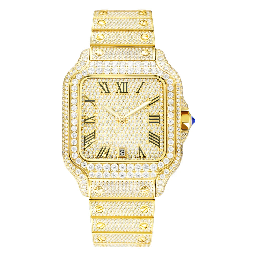 40mm Full Iced Out Carti Moissanite Diamond Watch Automatic Mechanical Wristwatch Bling Bling Hip Hop Luxury Jewelry Watches - DripVault