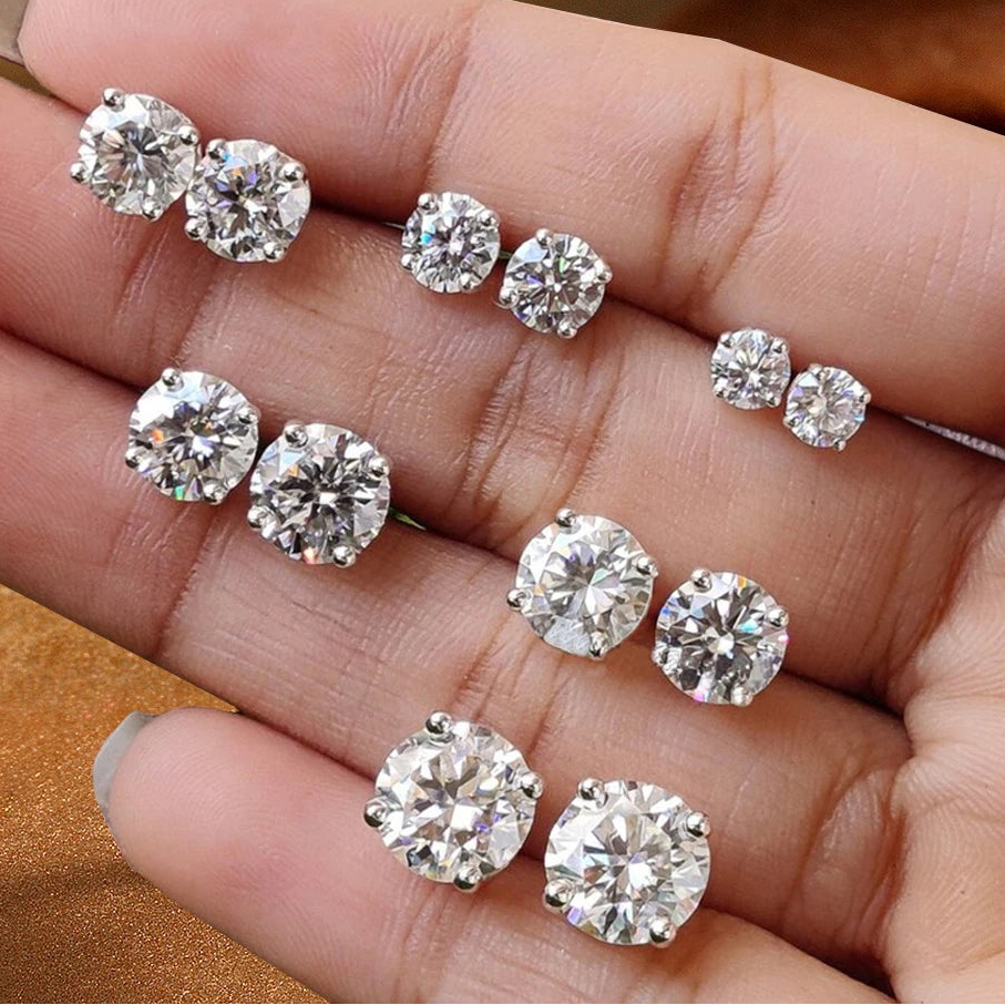 0.2-5CT Premium Moissanite Stud Earrings 925 Silver with GRA Certificate