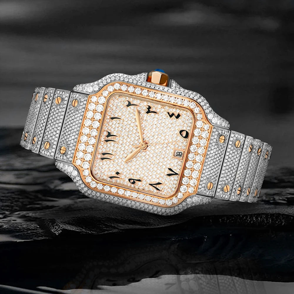 40mm Full Iced Out Carti Moissanite Diamond Watch Automatic Mechanical Wristwatch Bling Bling Hip Hop Luxury Jewelry Watches - DripVault