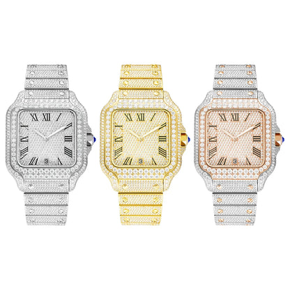 40mm Full Iced Out Carti Moissanite Diamond Watch Automatic Mechanical Wristwatch Bling Bling Hip Hop Luxury Jewelry Watches - DripVault