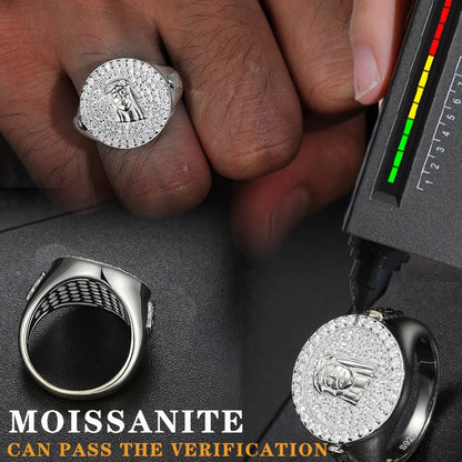 S925 Silver Rings Iced Out Baguette VVS1 Moissanite Cross Rings S925 Silver For Men Hip Hop Jewelry Men's Accessorie - DripVault