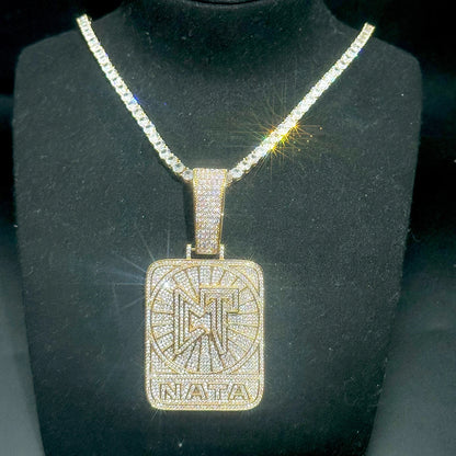 Iced Out CT NATA Necklace Pendant for Women Real Gold Plated Hip Hop Jewelry - DripVault