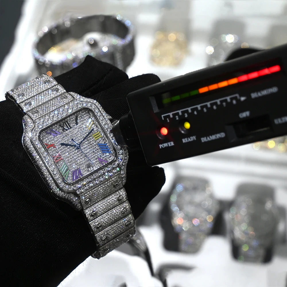 40mm Full Iced Out Carti Moissanite Diamond Watch Automatic Mechanical Wristwatch Bling Bling Hip Hop Luxury Jewelry Watches - DripVault