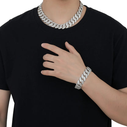 European And American Hip-Hop Accessories 20Mm Wide Heavy Cuban Chain Light Luxury High-End Fashion Personality Bracelet Men's - DripVault