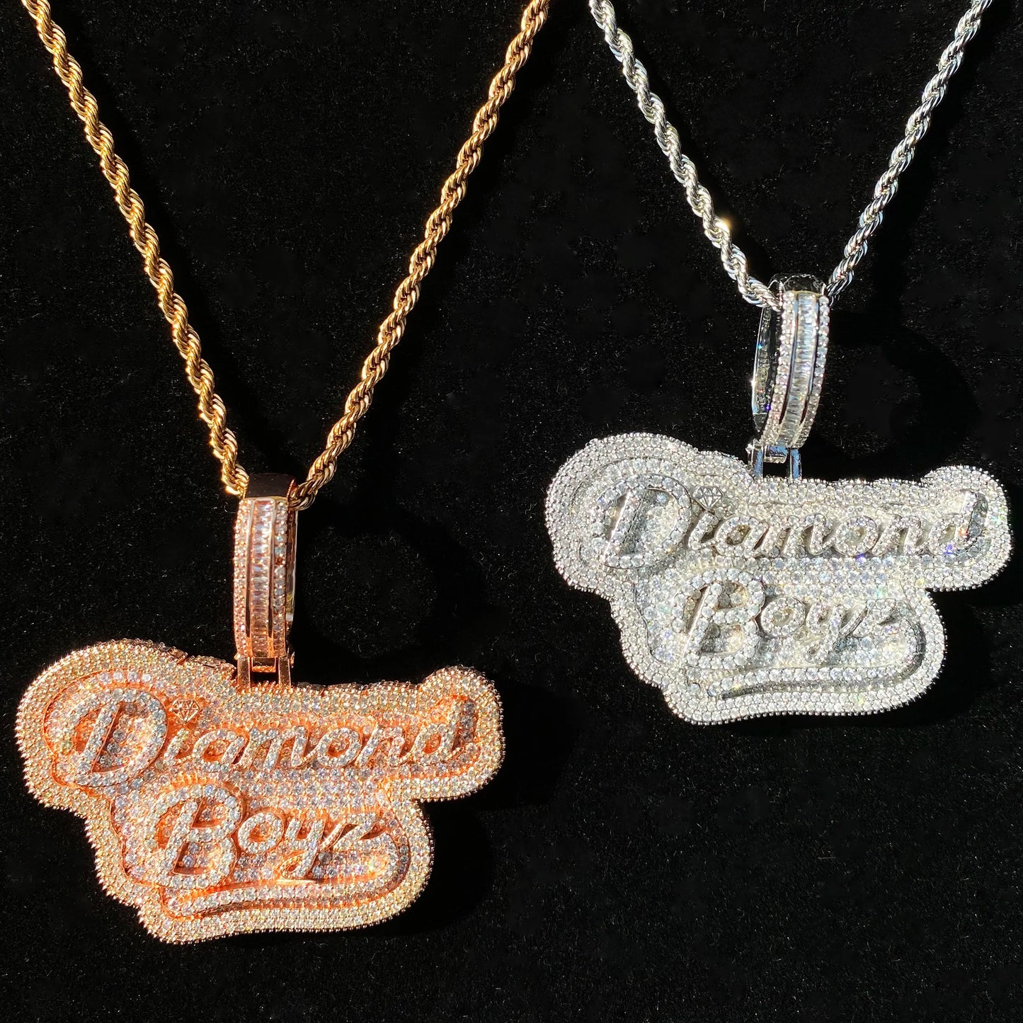 Iced Out Diamond Boyz AAAAA+ Necklace Pendant for Men Real Gold Plated Cubic Zirconia Hip Hop Jewelry - DripVault