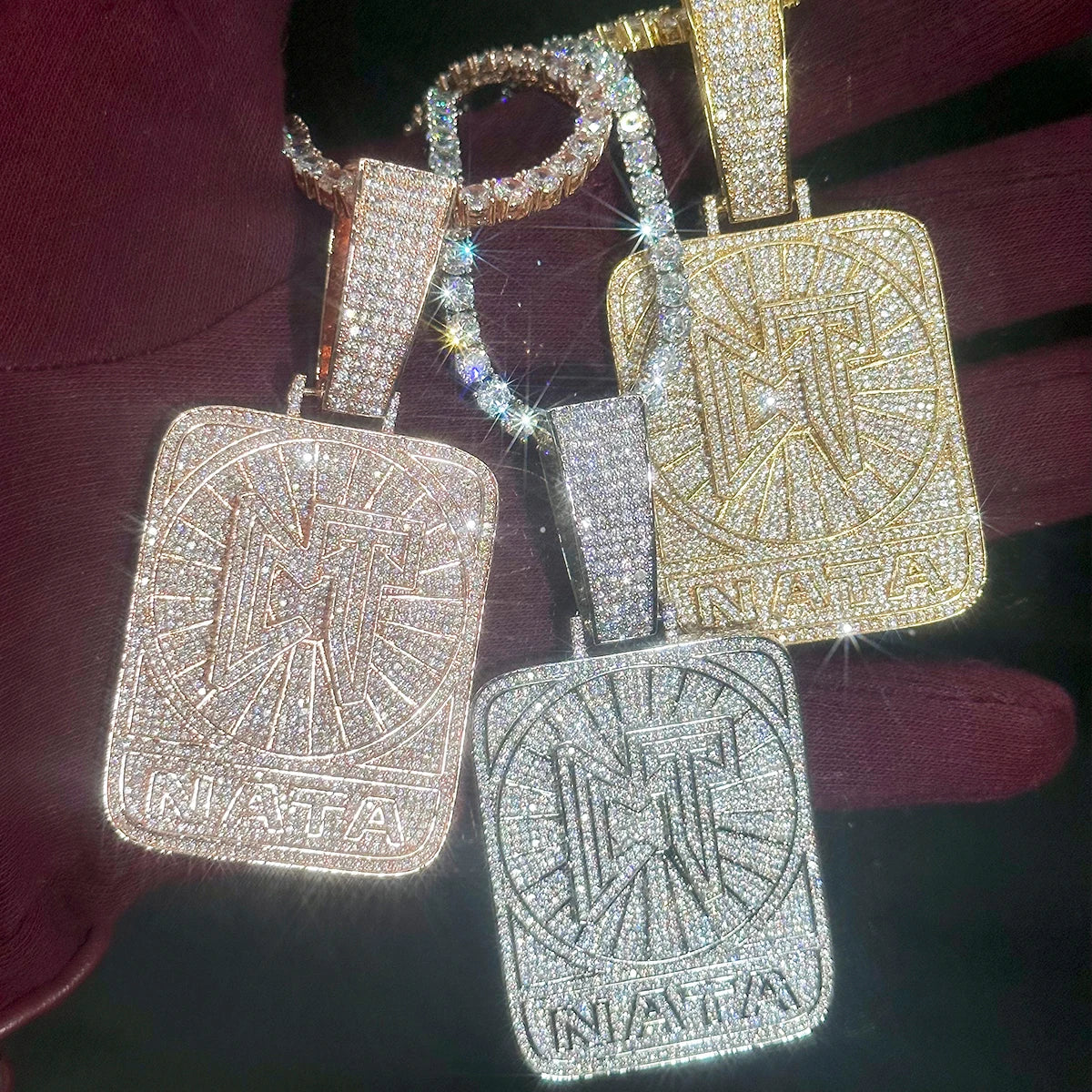 Iced Out CT NATA Necklace Pendant for Women Real Gold Plated Hip Hop Jewelry - DripVault