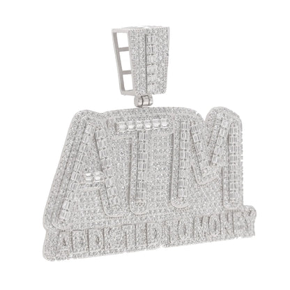 Iced Out Bling 5A CZ Letters ATM Addicted To Money Pendant Necklace 2 Colors Cubicz Zircon Men's HipHop 5mm Tennis Chain Jewelry - DripVault