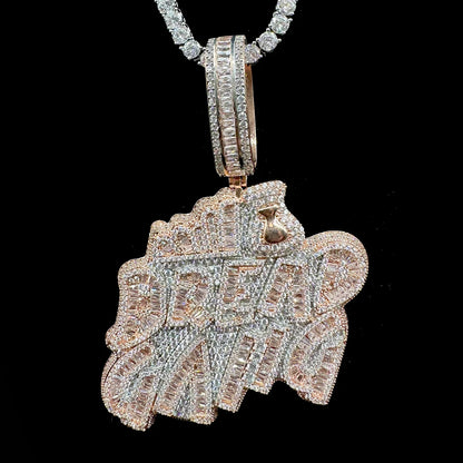 Iced Out Pedant Bread Gang Necklace for Men Cubic Zirconia Baguette Double Color Hip Hop Jewelry - DripVault