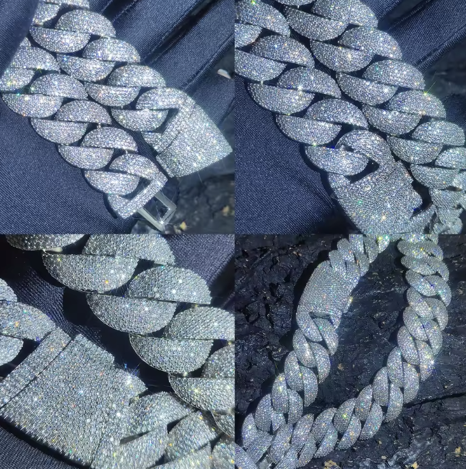 Luxury Jewelry 24mm Diamond Chain Men Iced Out Bling CZ Silver/Gold Plated Rapper - DripVault