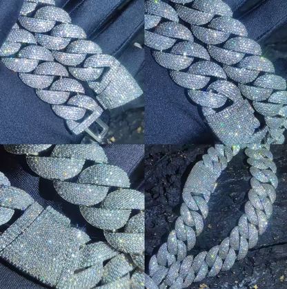 Luxury Jewelry 24mm Diamond Chain Men Iced Out Bling CZ Silver/Gold Plated Rapper - DripVault