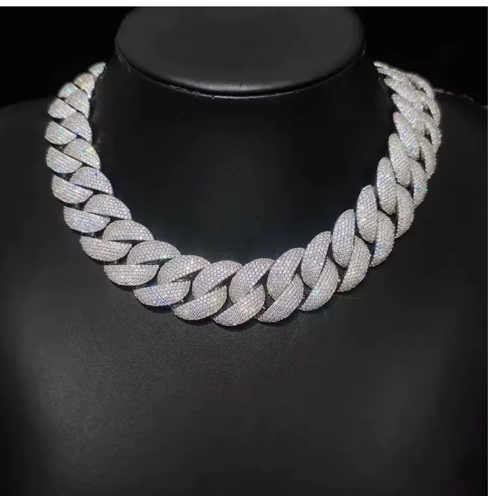 Luxury Jewelry 24mm Diamond Chain Men Iced Out Bling CZ Silver/Gold Plated Rapper - DripVault