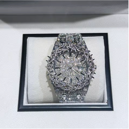 Iced Out Thorn Crown AP Style Watch Full CZ Diamond Hip Hop Luxury Quartz Bling - DripVault