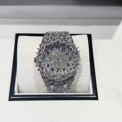 Iced Out Thorn Crown AP Style Watch Full CZ Diamond Hip Hop Luxury Quartz Bling - DripVault