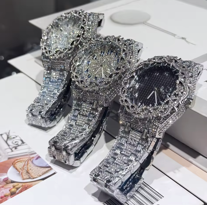 Iced Out Thorn Crown AP Style Watch Full CZ Diamond Hip Hop Luxury Quartz Bling - DripVault