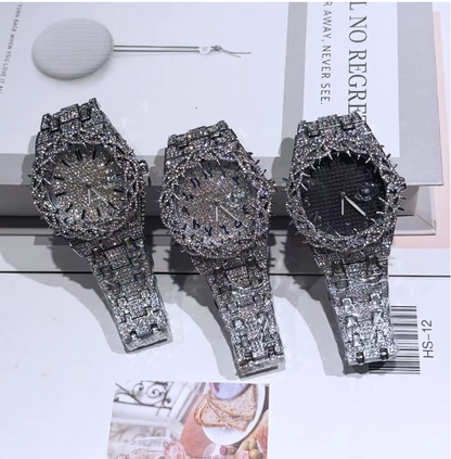 Iced Out Thorn Crown AP Style Watch Full CZ Diamond Hip Hop Luxury Quartz Bling - DripVault