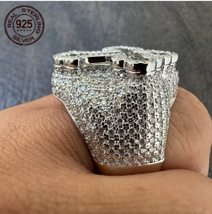 Fashion Design Brilliant 925 Silver Cross Ring Shiny Zircon Inlay Iced Out - DripVault