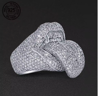 Exaggerated Death Kiss Ring for Men 925 Sterling Silver Hip Hop Style AAAAA+ - DripVault