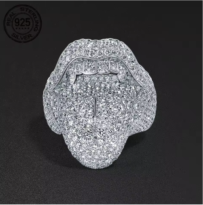 Exaggerated Death Kiss Ring for Men 925 Sterling Silver Hip Hop Style AAAAA+ - DripVault