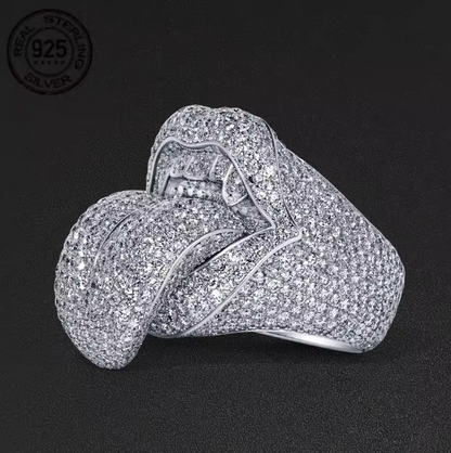 Exaggerated Death Kiss Ring for Men 925 Sterling Silver Hip Hop Style AAAAA+ - DripVault