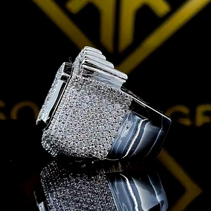 2026 New Men's 925 Sterling Silver Ring Vintage King Crown Iced Out Hip Hop Ring - DripVault