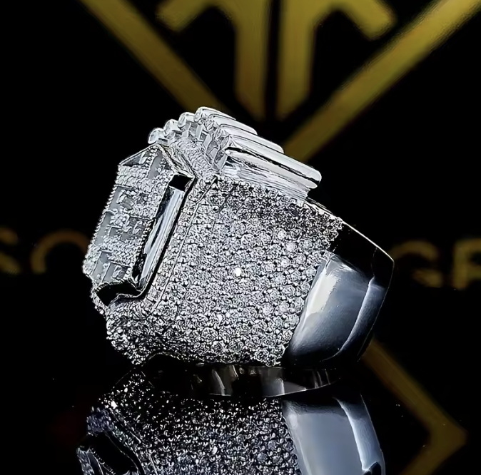 2026 New Men's 925 Sterling Silver Ring Vintage King Crown Iced Out Hip Hop Ring - DripVault