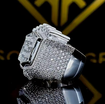 2026 New Men's 925 Sterling Silver Ring Vintage King Crown Iced Out Hip Hop Ring - DripVault