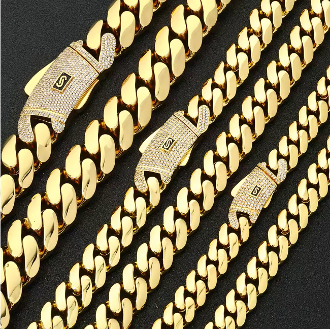 12/15/20MM AAAAA+ 14K Gold Plated High Quality Monaco Chain Bracelet - DripVault