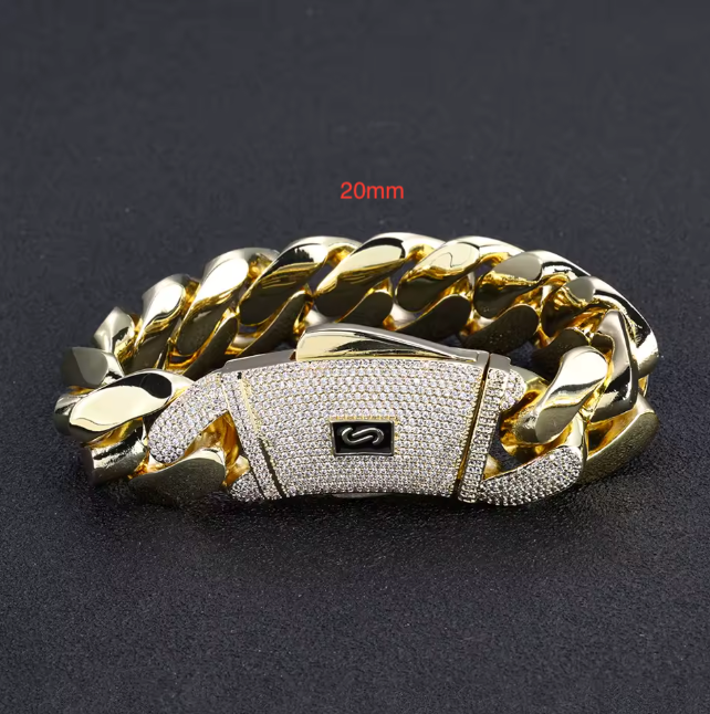 12/15/20MM AAAAA+ 14K Gold Plated High Quality Monaco Chain Bracelet - DripVault