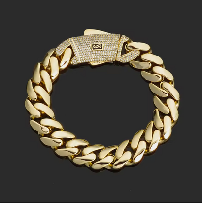 12/15/20MM AAAAA+ 14K Gold Plated High Quality Monaco Chain Bracelet - DripVault