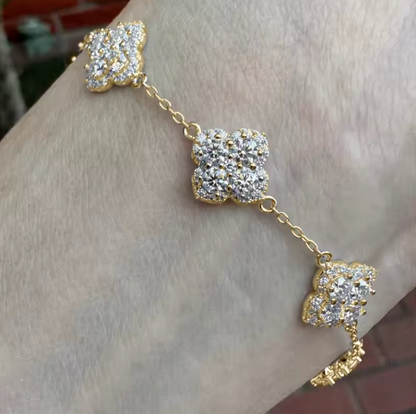 Four-Leaf Clover Moissanite Women Bracelet D Color VVS1 Lab Created GRA PASS DIAMOND TESTER - DripVault