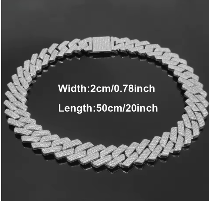 Iced Out 20 inch Jewelry Hip Hop Silver Gold Cuban Link Chain High Quality - DripVault