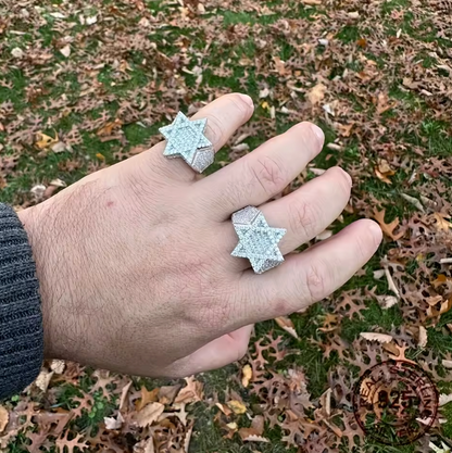 Men's Luxury 925 Sterling Silver Retro Hexagram Hip Hop Ring Platinum Plated - DripVault