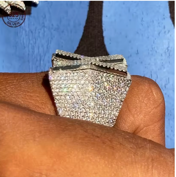 Fully Iced Out Initial X Diamond Letter Rings For Men Luxury 925 Sterling Silver - DripVault