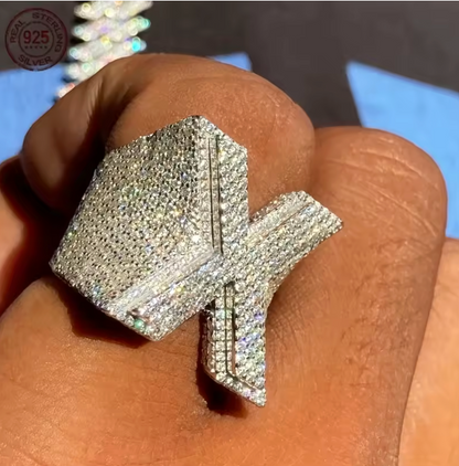 Fully Iced Out Initial X Diamond Letter Rings For Men Luxury 925 Sterling Silver - DripVault