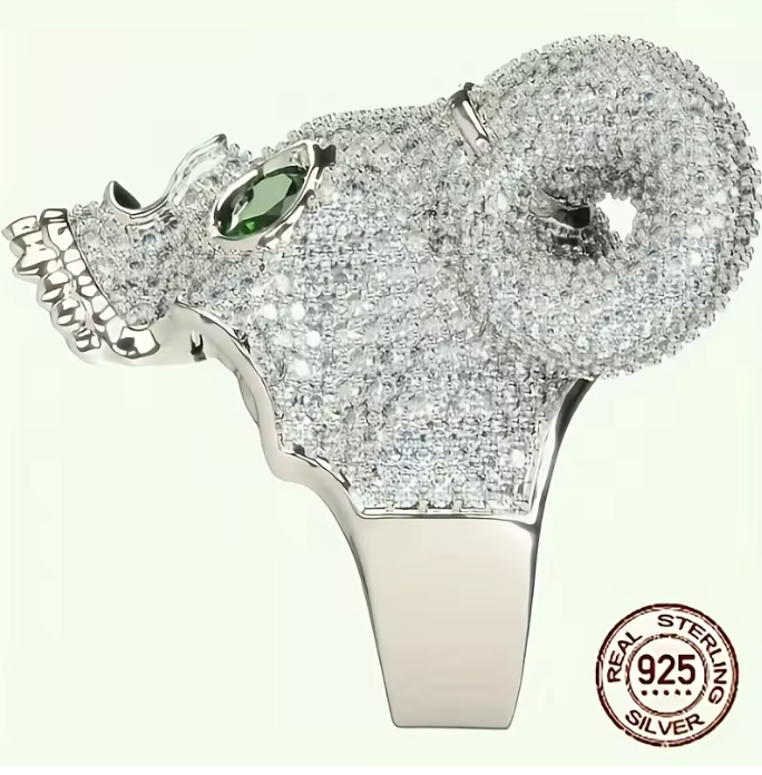 Vintage Gothic Skull Horn Ring Bezel Cluster 925 Sterling Silver Rings - DripVault