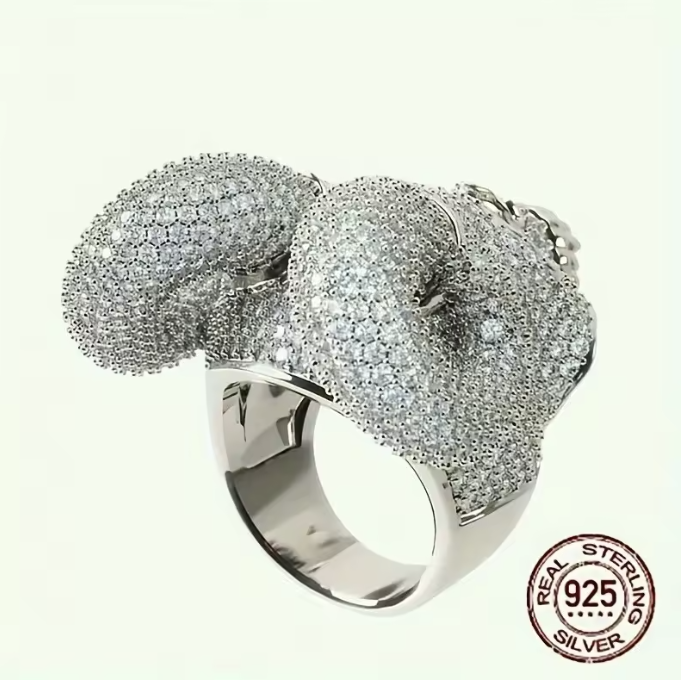 Vintage Gothic Skull Horn Ring Bezel Cluster 925 Sterling Silver Rings - DripVault