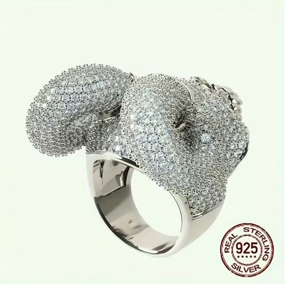 Vintage Gothic Skull Horn Ring Bezel Cluster 925 Sterling Silver Rings - DripVault