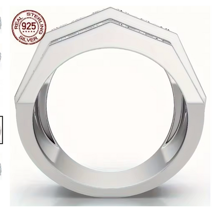 Men's 3Ct Diamond Men's Multi Cluster Wide Ring 925 Sterling Silver Luxury CZ - DripVault